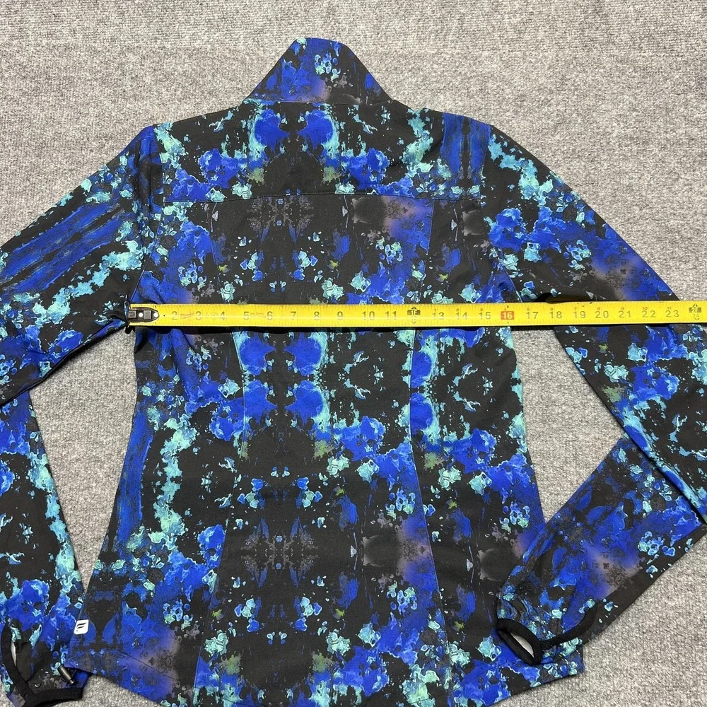 Fabletics Jacket Womens Small Blue Tie Dye Windbreaker Full Zip Thumbholes